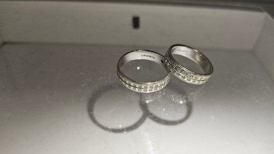 Beaverbrooks 9ct White Gold Diamond Wedding Ring Pair – Boxed, Hallmarked